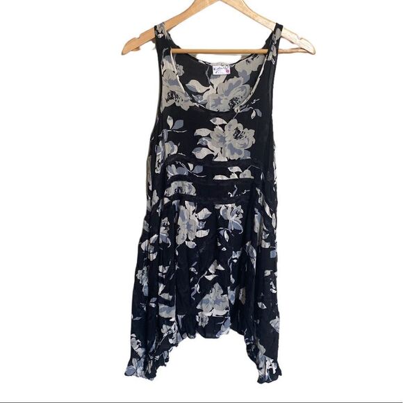 Free People Voile and Lace Trapeze Slip in Black/Grey Floral Size XS - Picture 7 of 7